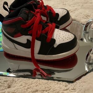 Kids Black White Red High-Top Sneakers
